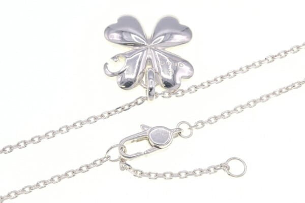 GUCCI Necklace Pendant Heart Clover Logo Silver 925 Women Accessory Authentic