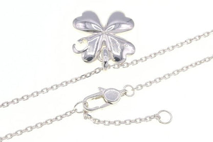 GUCCI Necklace Pendant Heart Clover Logo Silver 925 Women Accessory Authentic