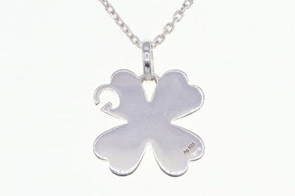 GUCCI Necklace Pendant Heart Clover Logo Silver 925 Women Accessory Authentic