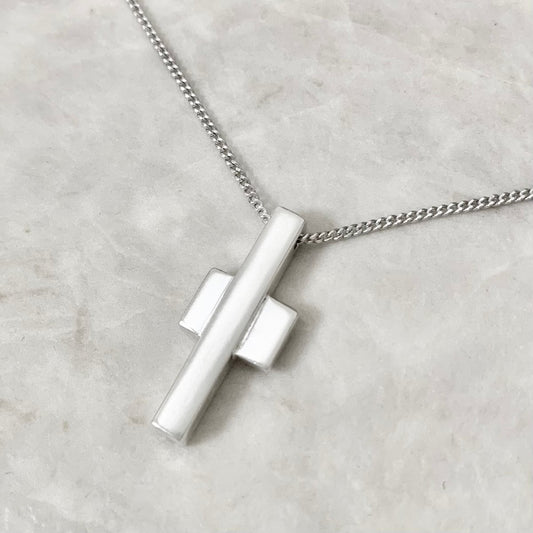GUCCI Necklace Pendant Cross Silver 925 Accessory Authentic