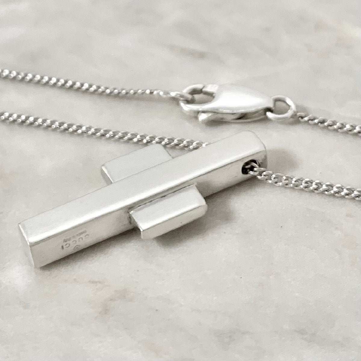 GUCCI Necklace Pendant Cross Silver 925 Accessory Authentic