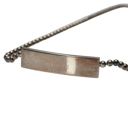 GUCCI Necklace Pendant Logo plate ball chain Silver 925 Women Accessory Auth