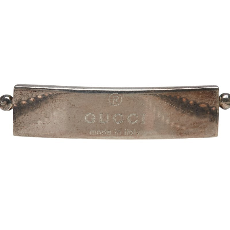 GUCCI Necklace Pendant Logo plate ball chain Silver 925 Women Accessory Auth