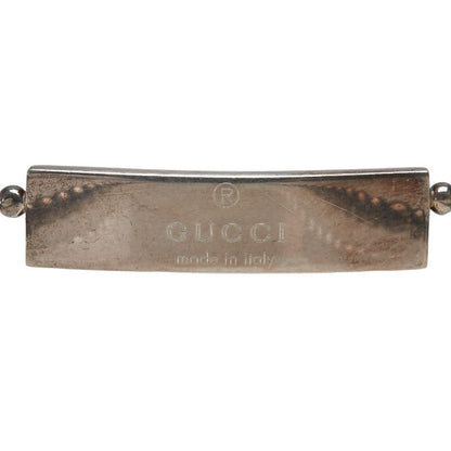 GUCCI Necklace Pendant Logo plate ball chain Silver 925 Women Accessory Auth