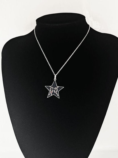 GUCCI Necklace Pendant GG Star Logo Ghost Reversible Silver 925 Unisex Accessory