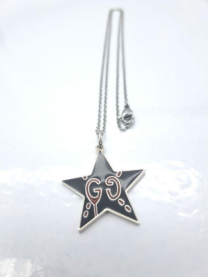 GUCCI Necklace Pendant GG Star Logo Ghost Reversible Silver 925 Unisex Accessory