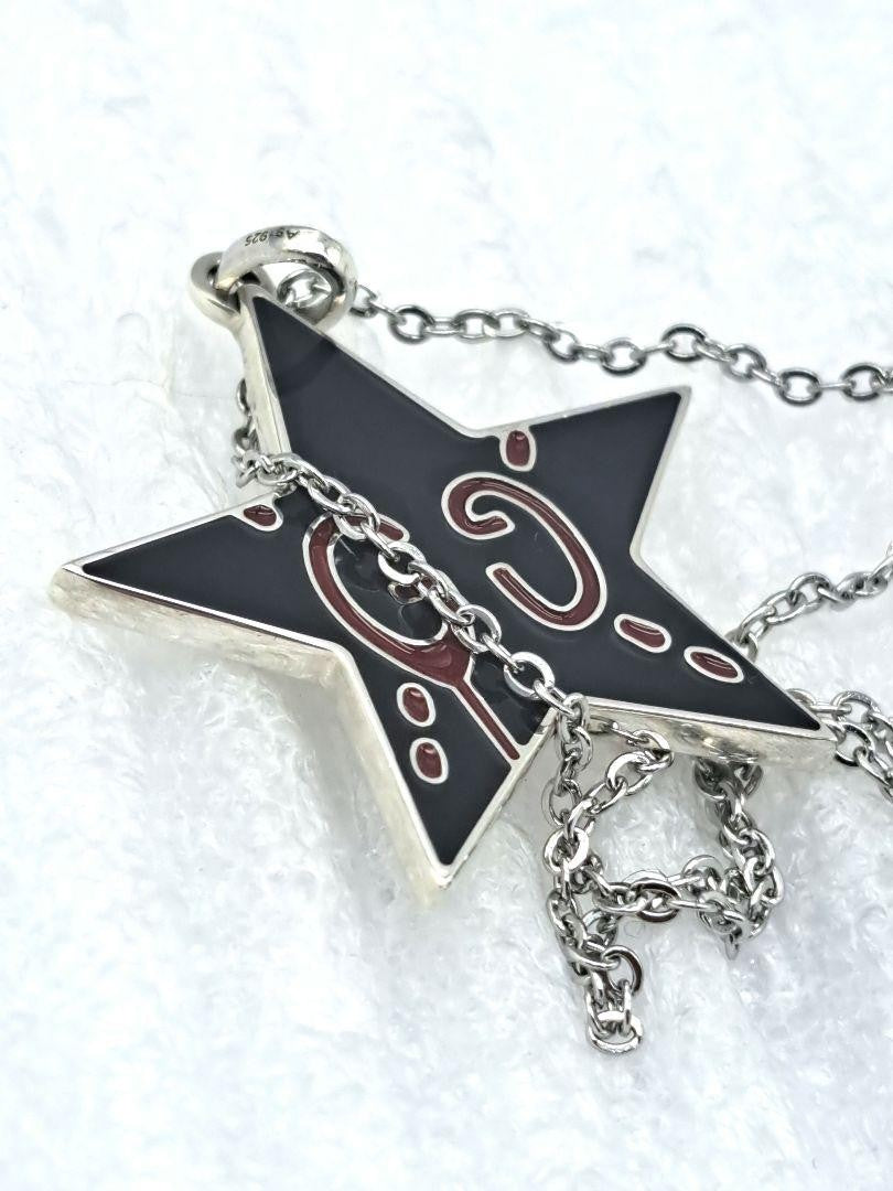 GUCCI Necklace Pendant GG Star Logo Ghost Reversible Silver 925 Unisex Accessory
