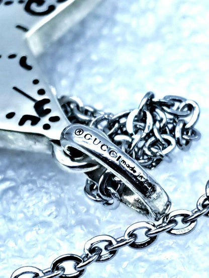 GUCCI Necklace Pendant GG Star Logo Ghost Reversible Silver 925 Unisex Accessory