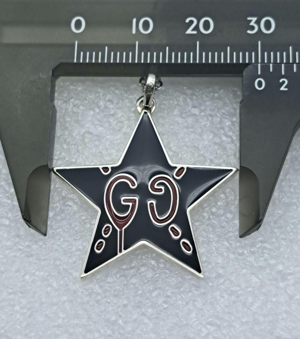 GUCCI Necklace Pendant GG Star Logo Ghost Reversible Silver 925 Unisex Accessory