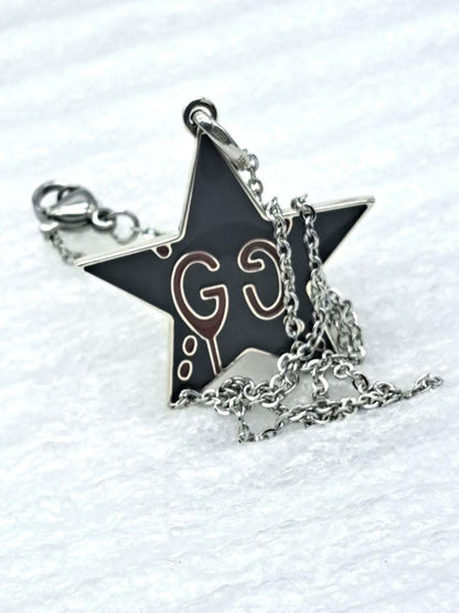 GUCCI Necklace Pendant GG Star Logo Ghost Reversible Silver 925 Unisex Accessory