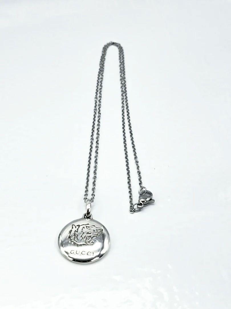 GUCCI Necklace Pendant Blind for Love Tiger Head Silver 925 Unisex Accessory