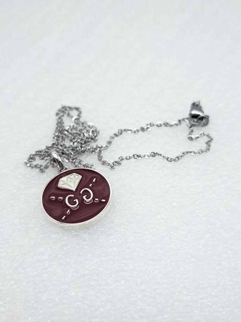 GUCCI Necklace Pendant GG Ghost Reversible Plate Silver 925 Unisex Accessory