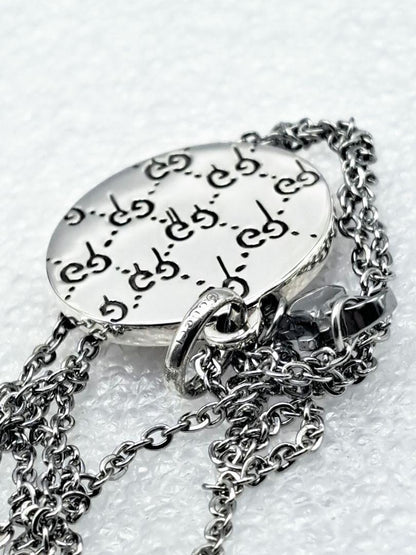 GUCCI Necklace Pendant GG Ghost Reversible Plate Silver 925 Unisex Accessory