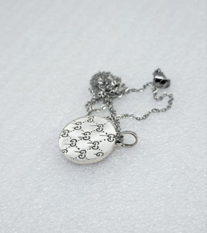 GUCCI Necklace Pendant GG Ghost Reversible Plate Silver 925 Unisex Accessory