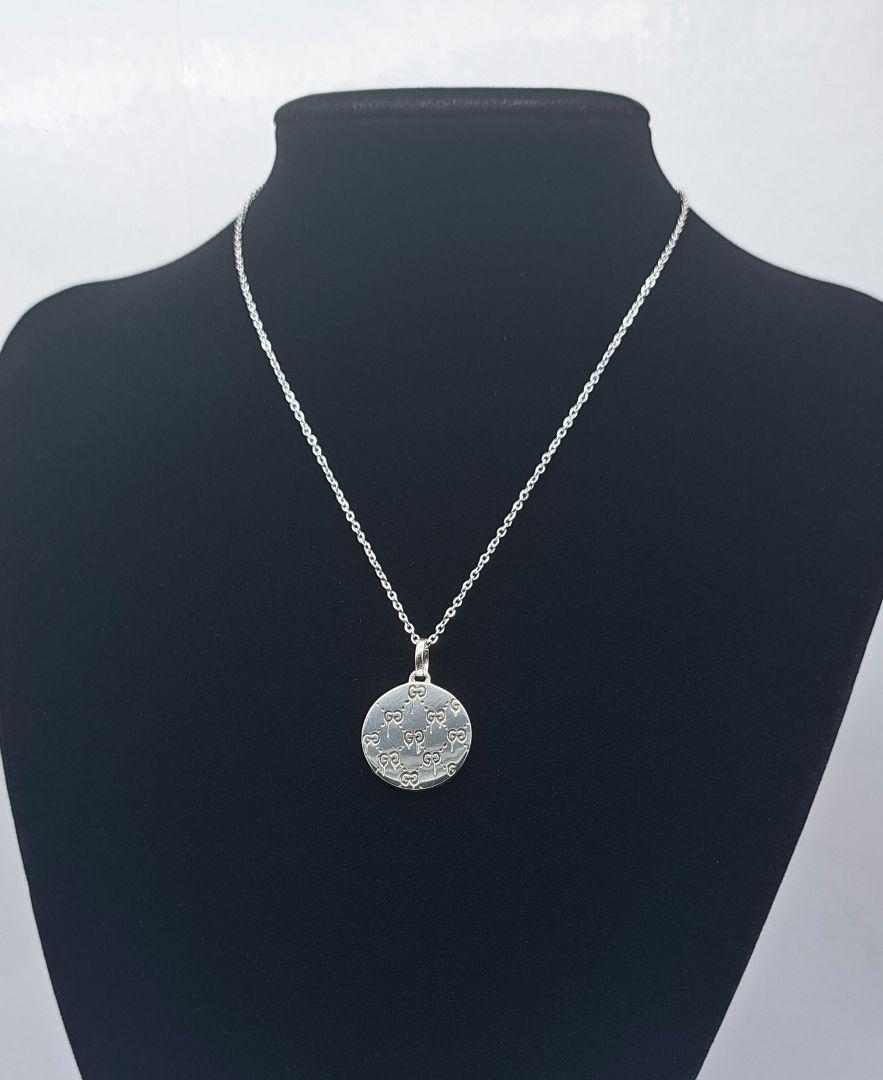 GUCCI Necklace Pendant GG Ghost Reversible Plate Silver 925 Unisex Accessory