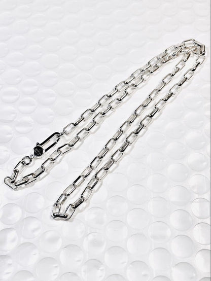 GUCCI Necklace Pendant Rectangle Chain Silver 925 Unisex Accessory Authentic