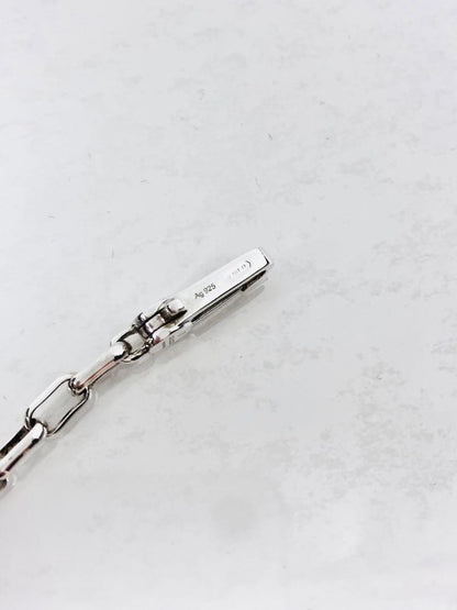 GUCCI Necklace Pendant Rectangle Chain Silver 925 Unisex Accessory Authentic