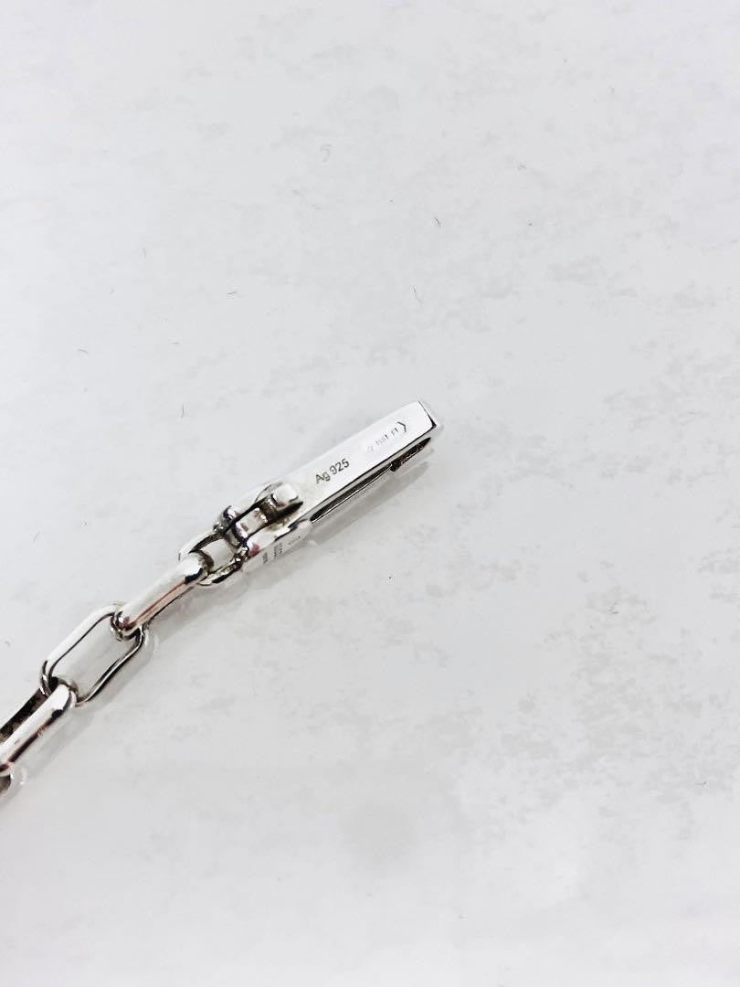 GUCCI Necklace Pendant Rectangle Chain Silver 925 Unisex Accessory Authentic