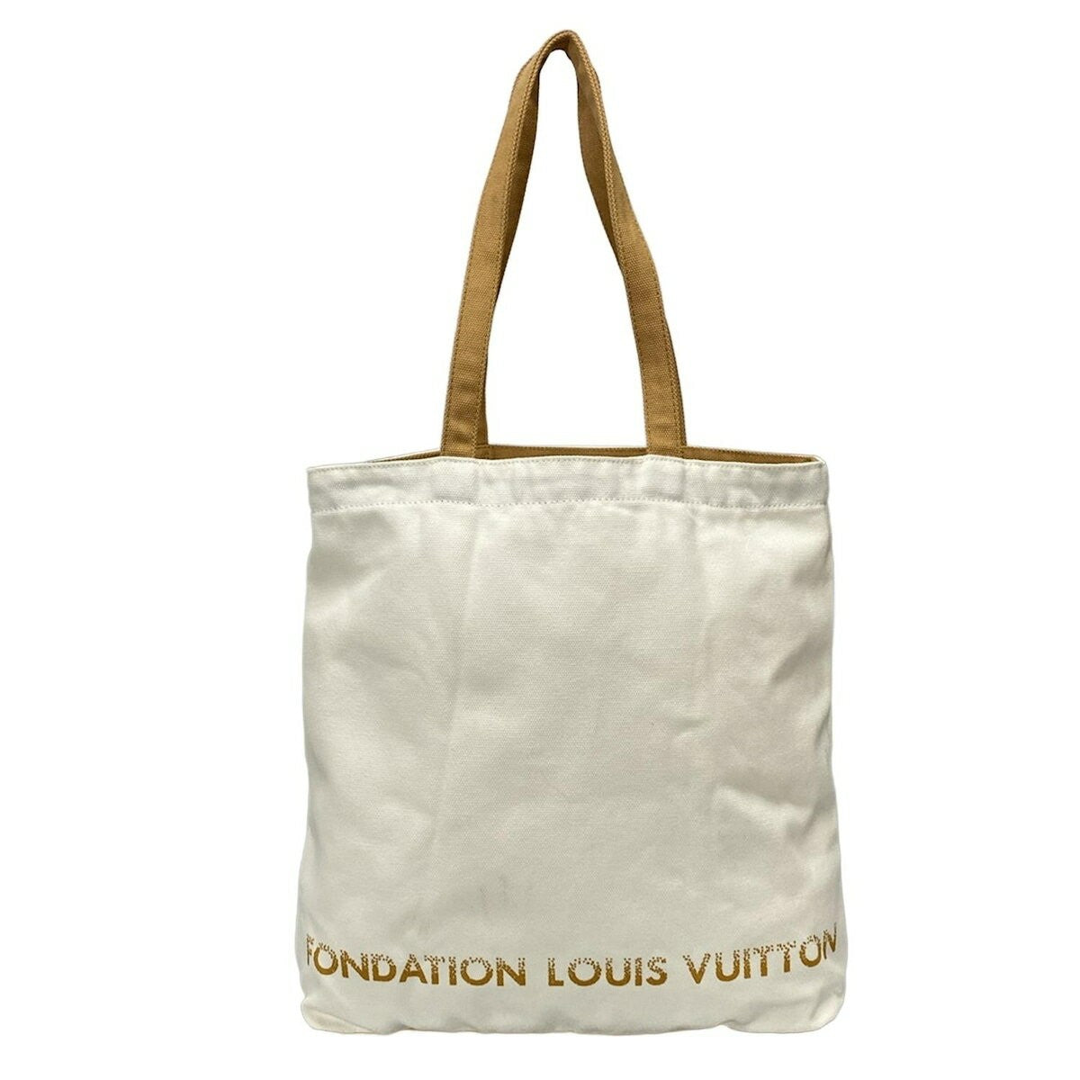 Louis Vuitton Hand Bag Tote Purse FONDATION Canvas White Brown Authentic