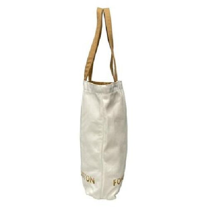Louis Vuitton Hand Bag Tote Purse FONDATION Canvas White Brown Authentic