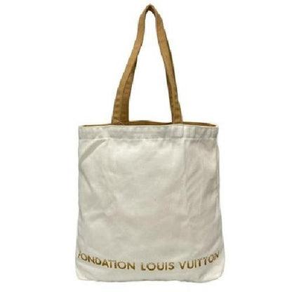 Louis Vuitton Hand Bag Tote Purse FONDATION Canvas White Brown Authentic