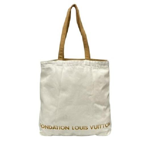 Louis Vuitton Hand Bag Tote Purse FONDATION Canvas White Brown Authentic