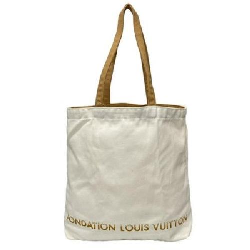Louis Vuitton Hand Bag Tote Purse FONDATION Canvas White Brown Authentic