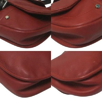 Longchamp Shoulder Bag Purse Leather Red Black Authentic