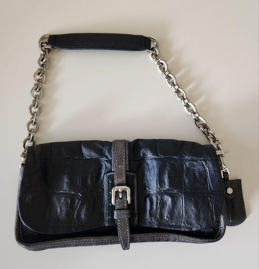 Longchamp Shoulder Bag Purse Chain Leather Authentic