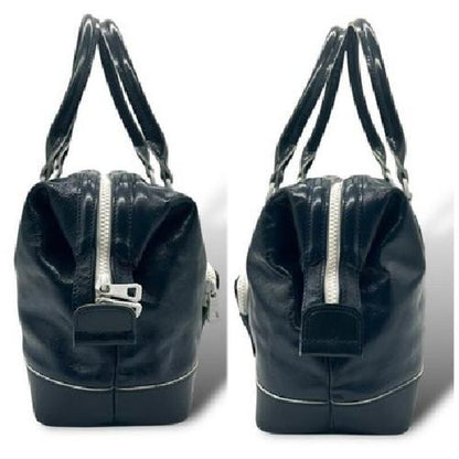 Longchamp Hand Bag Tote Purse Patent Leather Navy Authentic