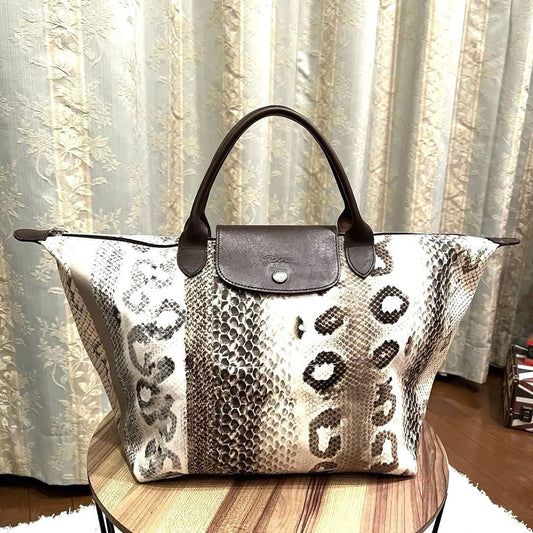 Longchamp Hand Bag Tote Purse Le Pliage Leather Authentic