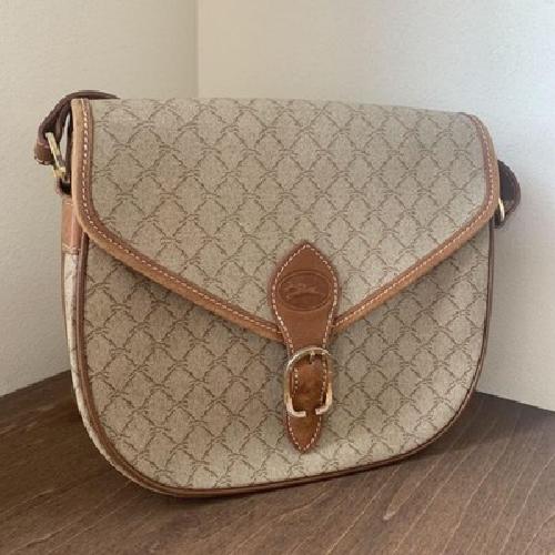 Longchamp Shoulder Bag Purse Logo Canvas PVC Authentic