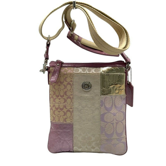COACH Shoulder Bag Purse Signature 42481 Canvas Multicolor Authentic