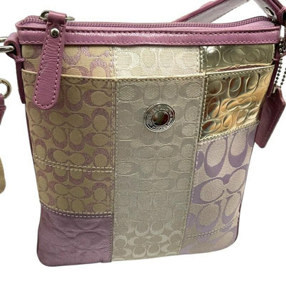COACH Shoulder Bag Purse Signature 42481 Canvas Multicolor Authentic