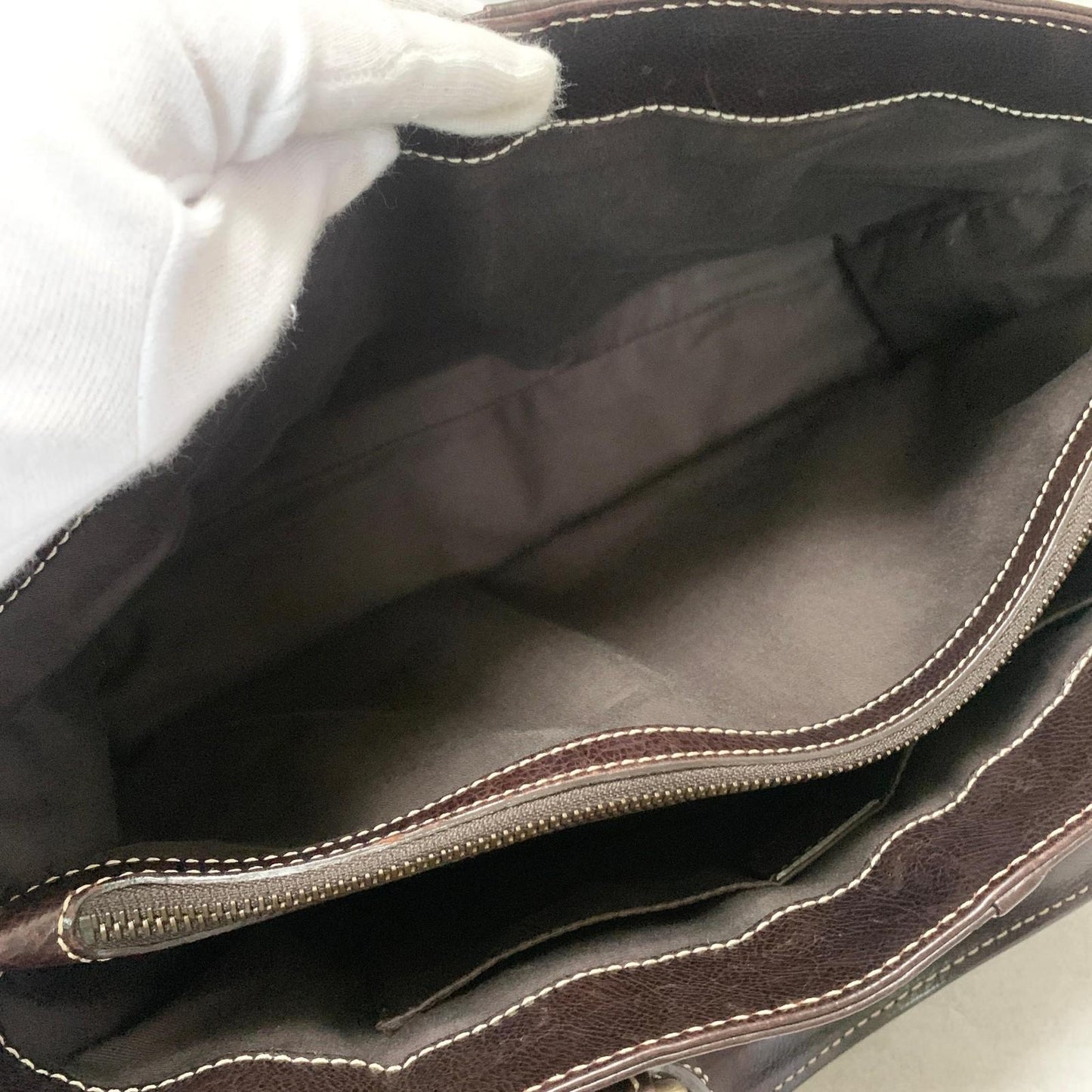 CELINE Boogie Bag Handbag Purse Leather Quilted Brown Gold Used Auth Women's