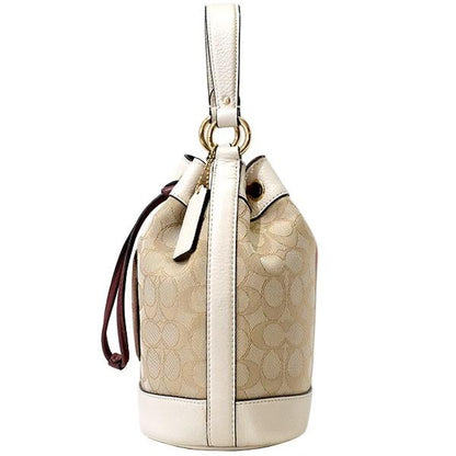 COACH Dempsey Bucket Signature Canvas Leather Off White Authentic