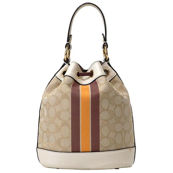 COACH Dempsey Bucket Signature Canvas Leather Off White Authentic