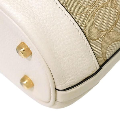 COACH Dempsey Bucket Signature Canvas Leather Off White Authentic