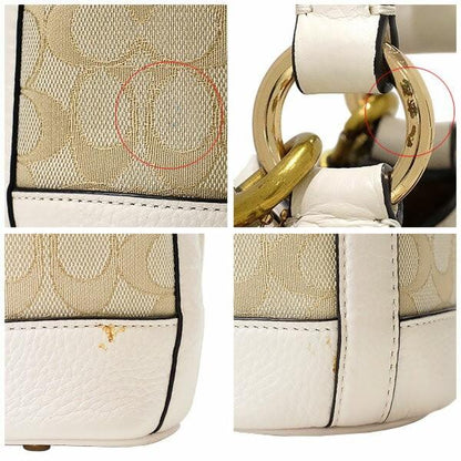COACH Dempsey Bucket Signature Canvas Leather Off White Authentic