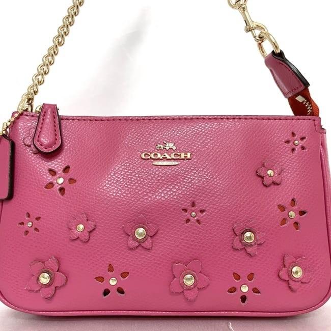 COACH Accessory Pouch Mini Hand Bag Tote Purse PVC Leather Pink Authentic