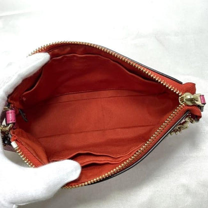 COACH Accessory Pouch Mini Hand Bag Tote Purse PVC Leather Pink Authentic