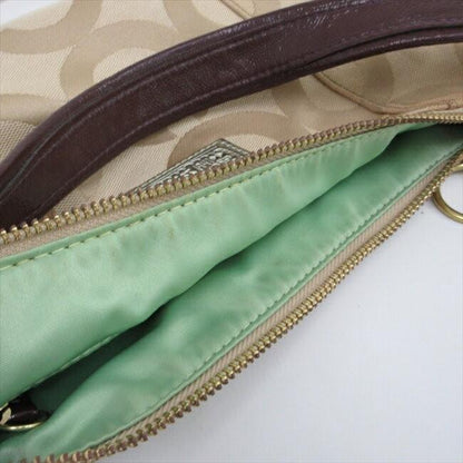 COACH Long Shoulder Bag Purse 2way Poppy Canvas Leather Brown Multicolor Auth