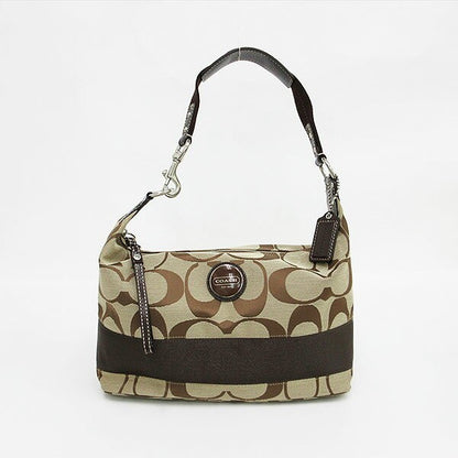 COACH Shoulder Bag Purse Signature Canvas Brown Authentic
