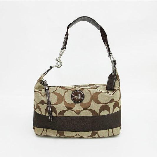 COACH Shoulder Bag Purse Signature Canvas Brown Authentic