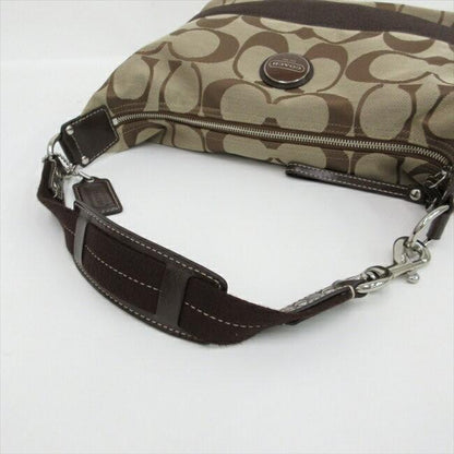 COACH Shoulder Bag Purse Signature Canvas Brown Authentic
