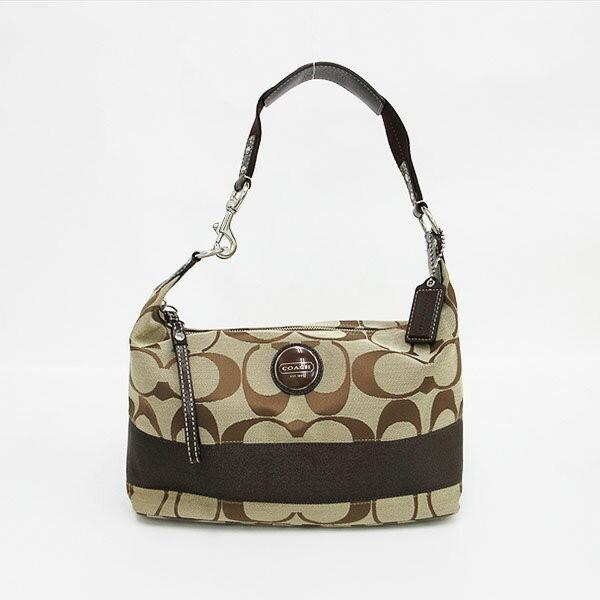 COACH Shoulder Bag Purse Signature Canvas Brown Authentic