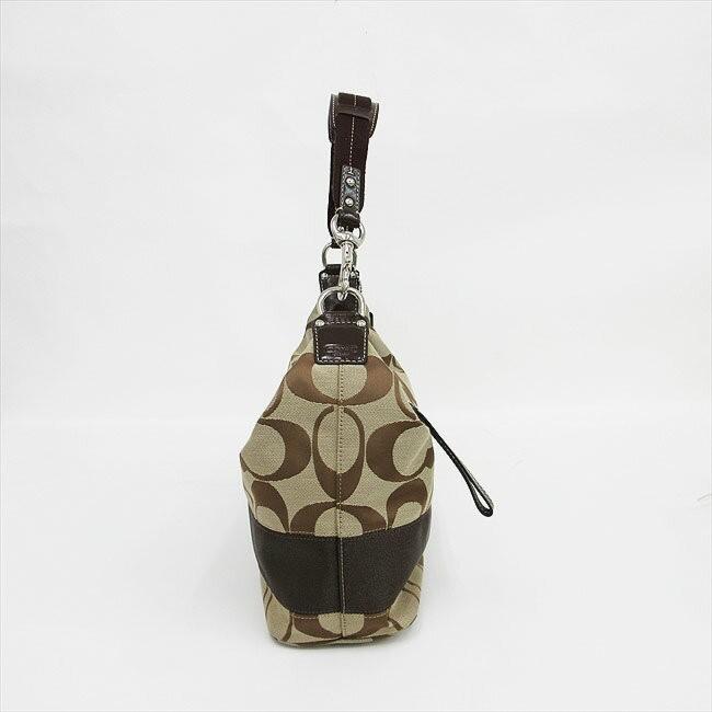 COACH Shoulder Bag Purse Signature Canvas Brown Authentic