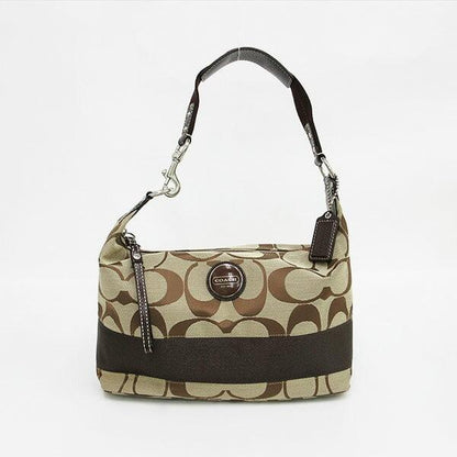 COACH Shoulder Bag Purse Signature Canvas Brown Authentic