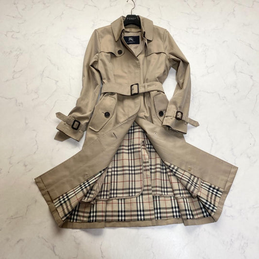 BURBERRY LONDON Coat Nova Check Asian fit M US size S Honey Beige Authentic