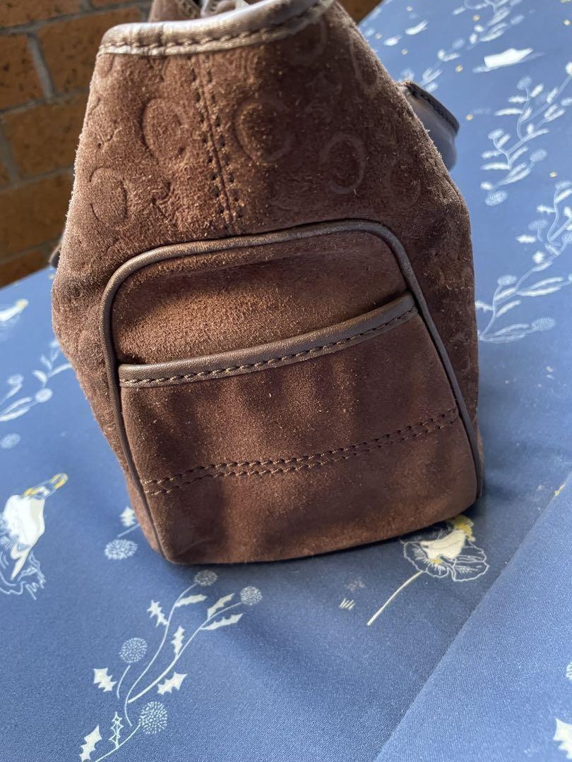 CELINE Hand Bag Tote Purse Boogie C Macadam Suede Brown Authentic